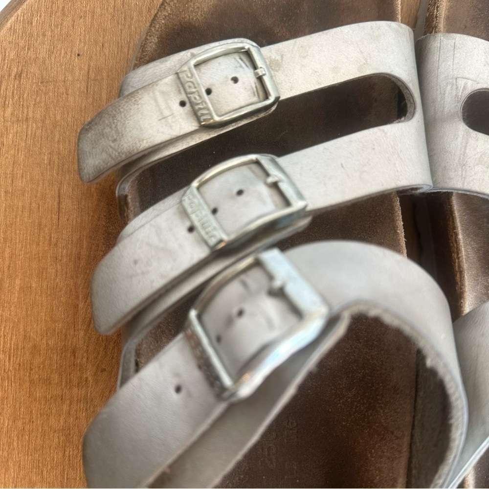Birkenstock Papillio Florida Silver Sandal Womens Size  39 US 8 Triple Strap - Picture 7 of 11